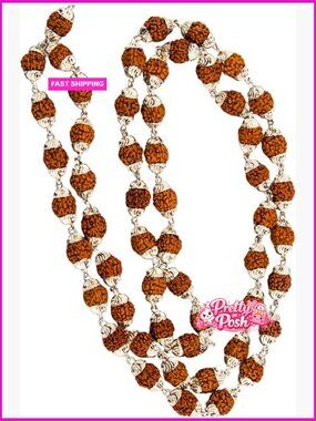 Silver Plated Rudraksha Mala Prayer Beads for Meditation Yoga Chanting